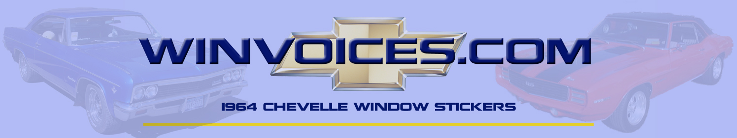 1964 Chevelle Window Sticker Options