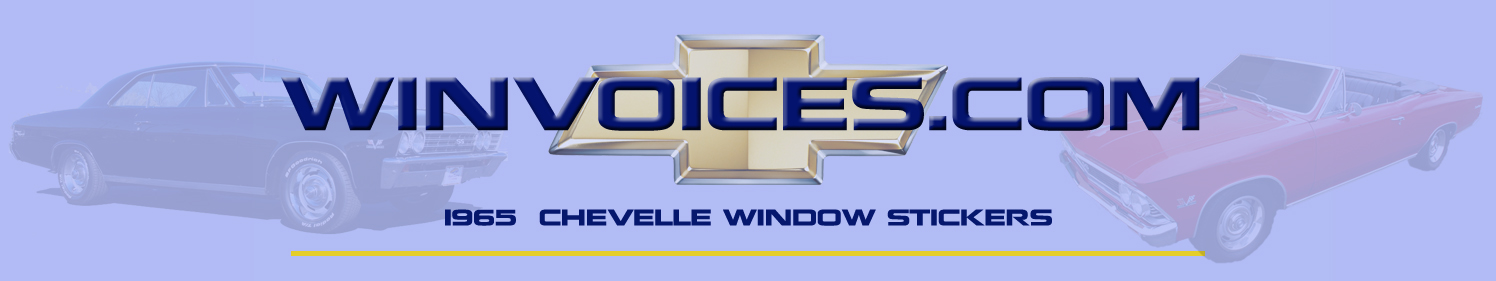 1965 Chevelle Window Sticker Options